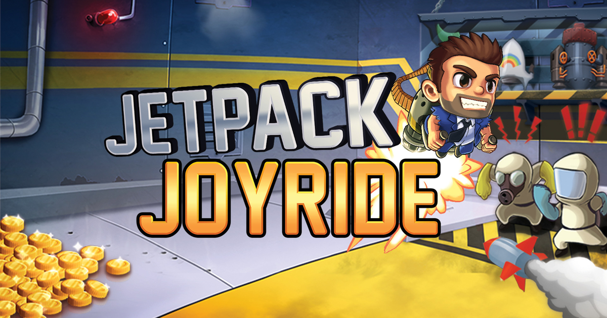 Jetpack Joyride flying gameplay with character and obstacles